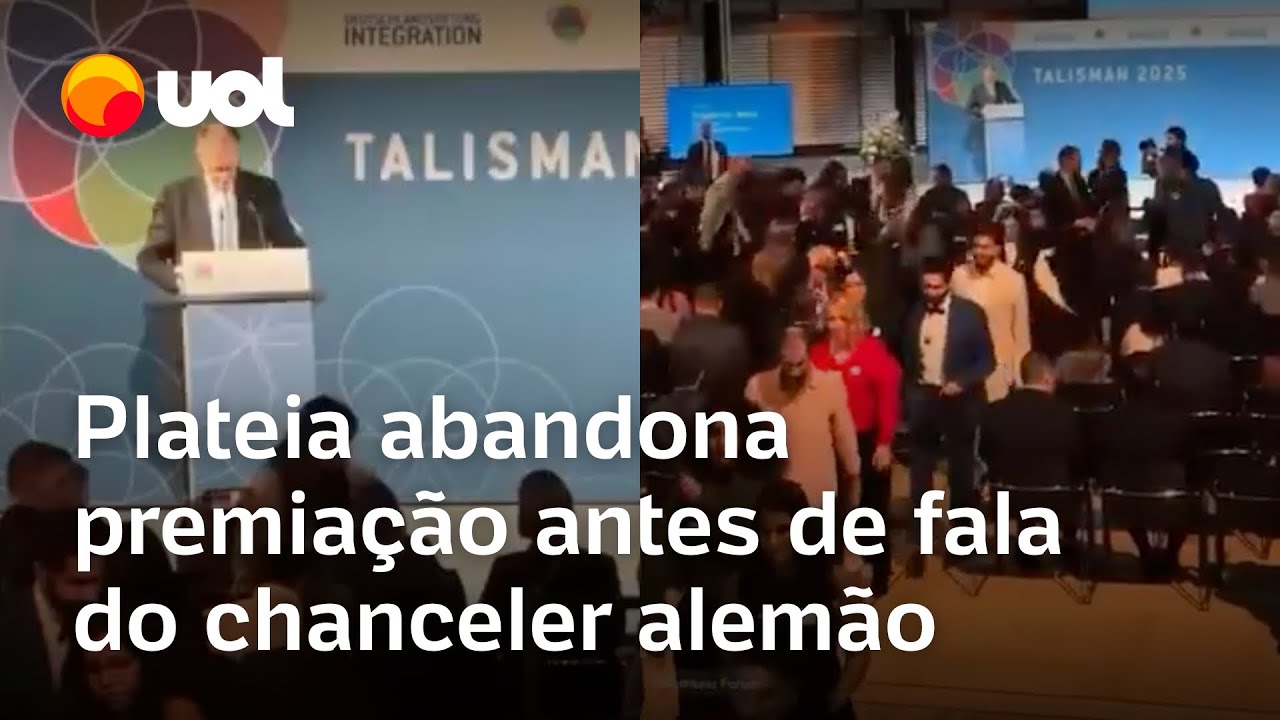 Plateia abandona premiação antes de fala do chanceler da Alemanha, Friedrich Merz; veja vídeo