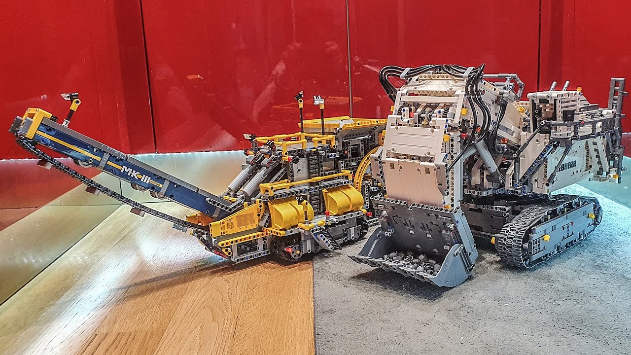Lego Technic Liebherr 42100 and lego crusher 42055