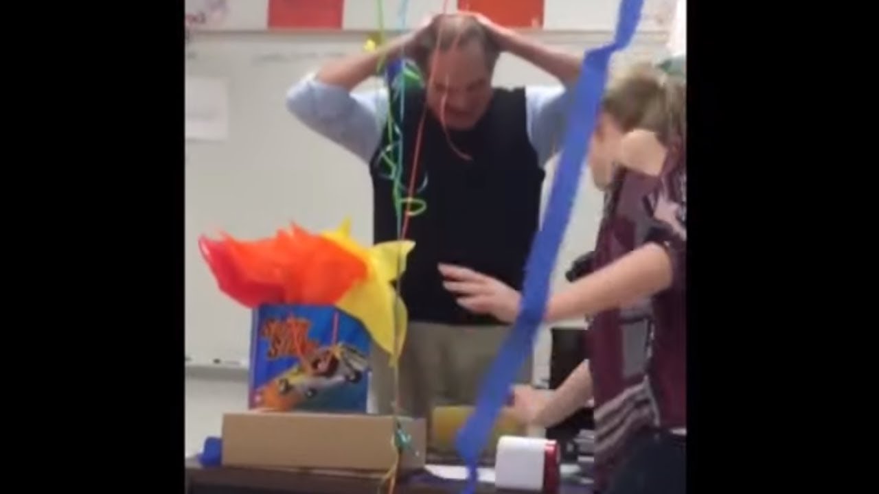Students give their teacher a special birthday surprise