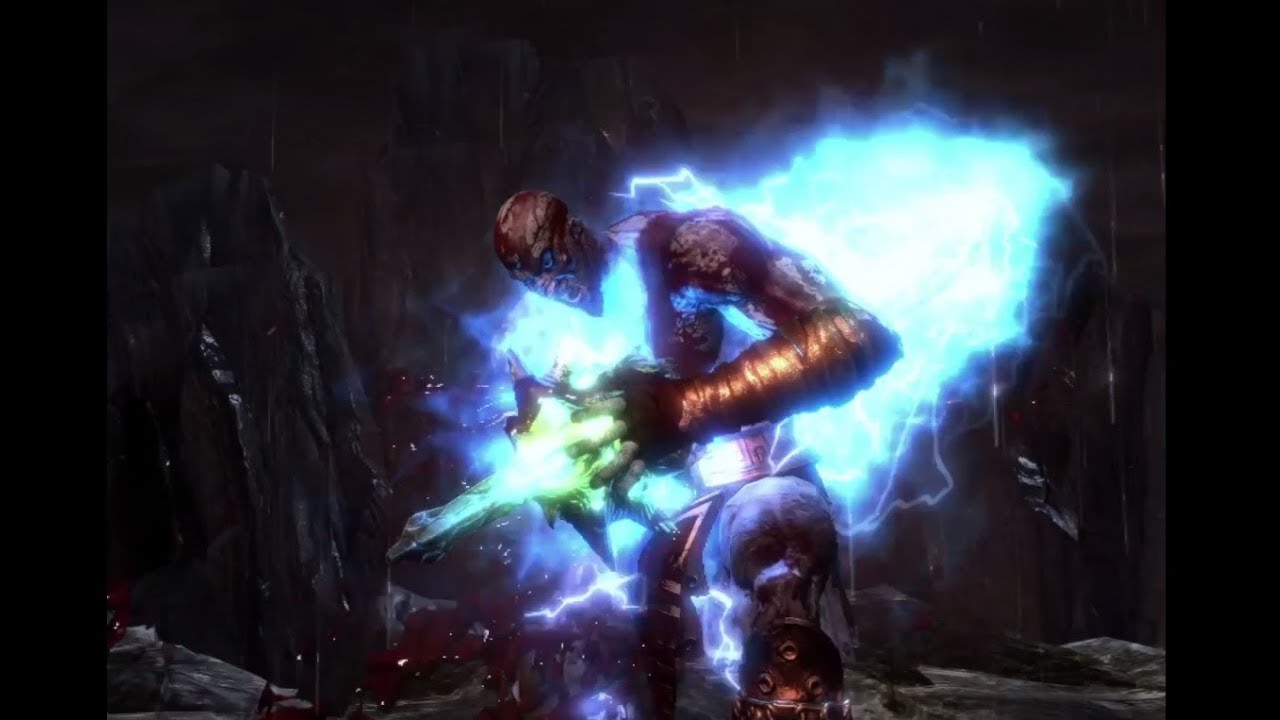 God of War III - Kratos se clava la Espada del Olimpo en el pecho esparciendo la Esperanza