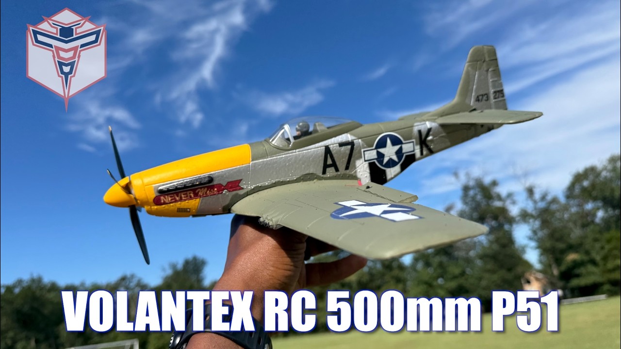 VOLANTEXRC P51 Mustang 500mm – Бесколлекторный 4-канальный самолет военного образца с XPilot!