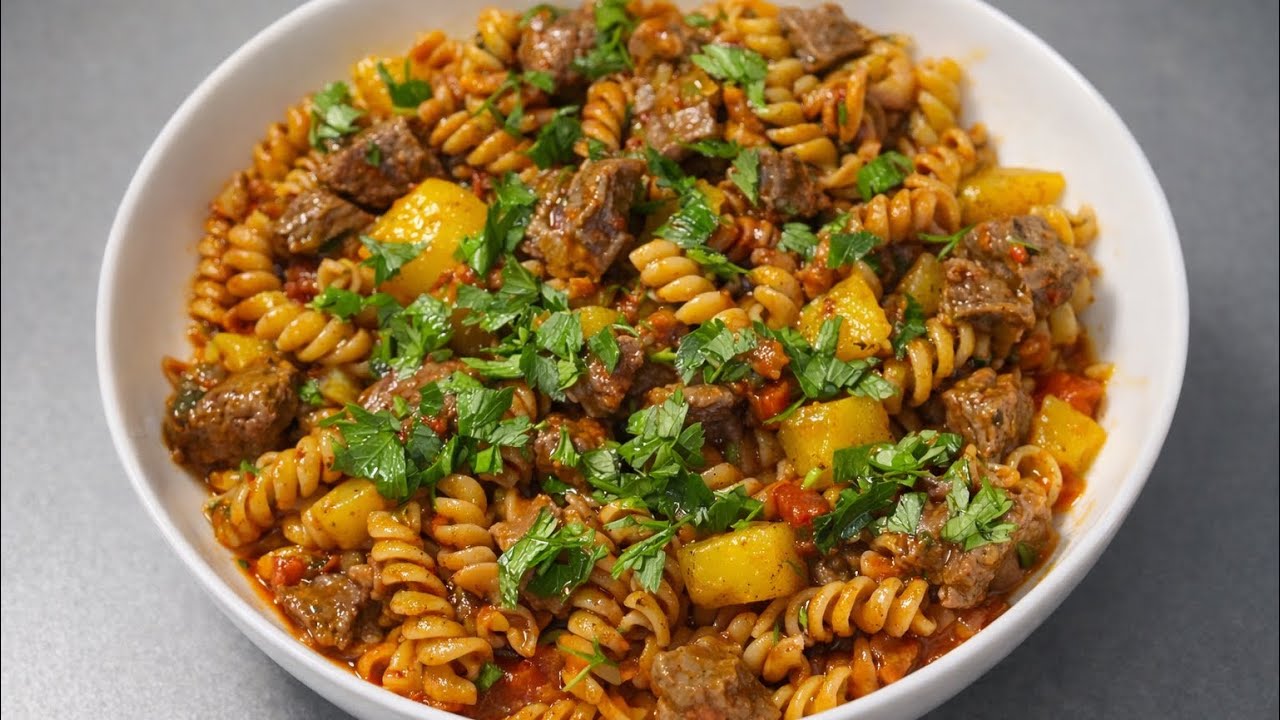 Simple Homemade Dinner — Fried Pasta with Meat 🍲