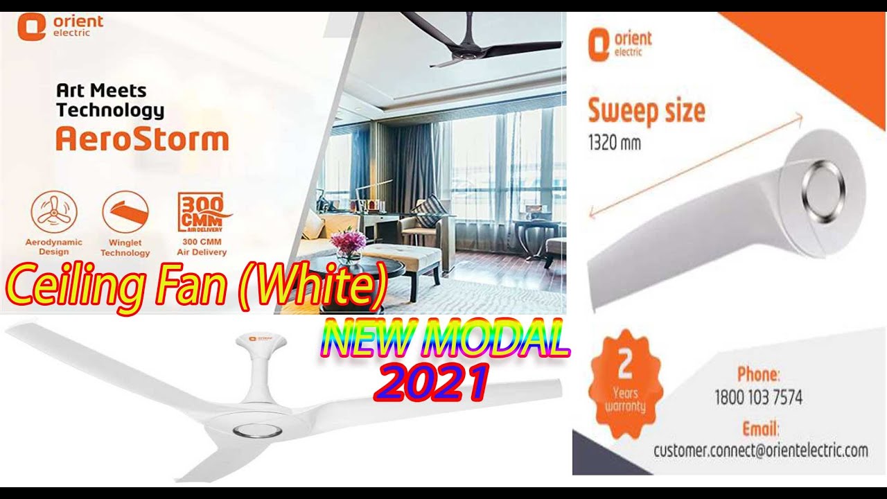 Orient Electric Aerostorm 1320mm Premium Ceiling Fan (White)