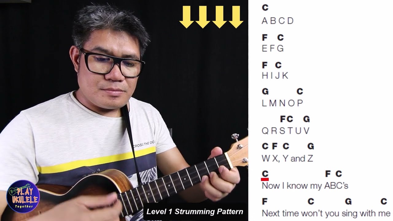 The Alphabet Song Level 1 Strumming Pattern - Easy Ukulele Tutorial & Play Along