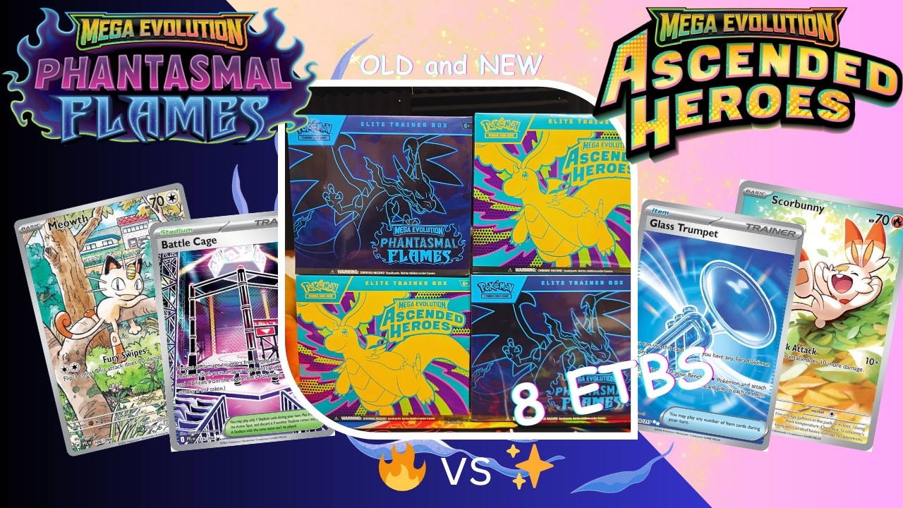 Opening and Comparing 8 ETBS!! Ascended Heroes vs Phantasmal Flames