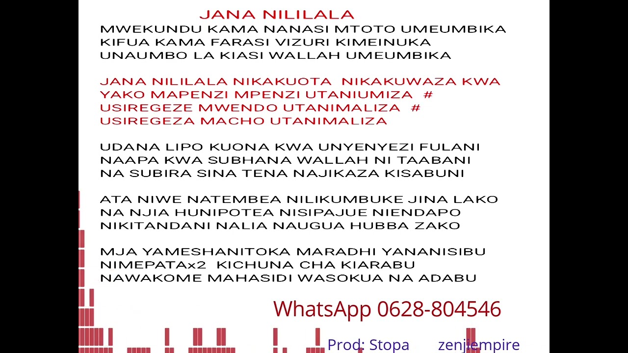 Jana Nililala nikakuota -Official Instrumental 