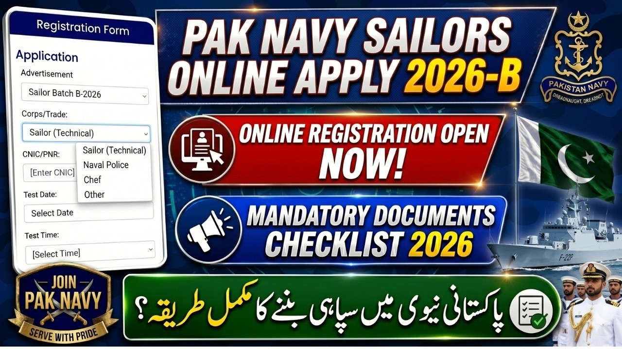 Pak Navy Sailor B-2026 Jobs Online Apply | Pak Navy Jobs 2026 Online Apply | Complete Registration