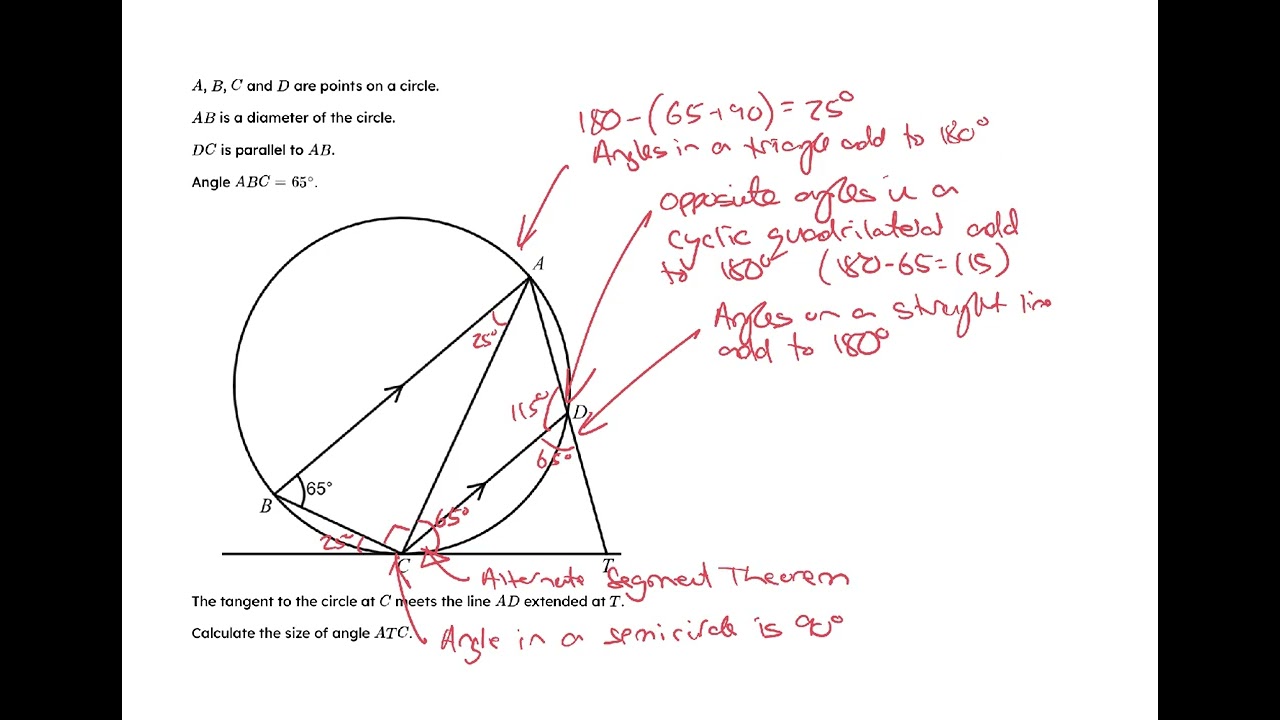 Circle Theorem Exam Questions (part 2)