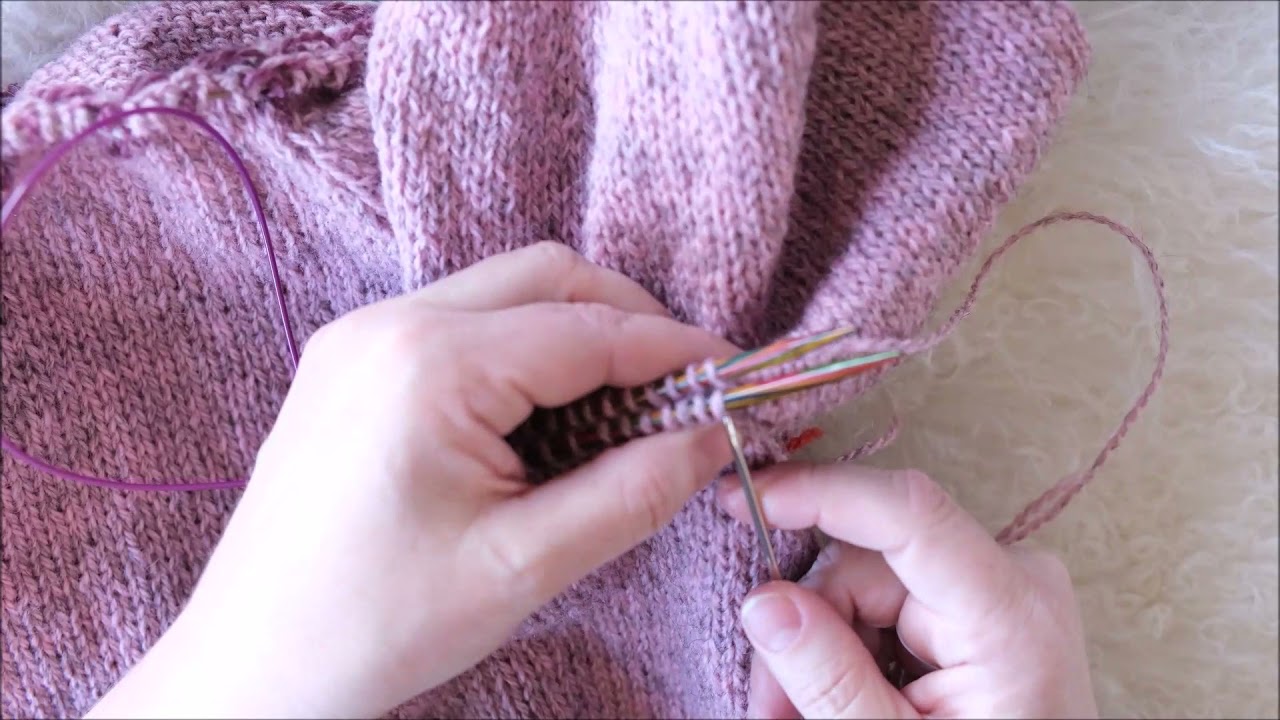 Maske sammen (Kitchener Stitch / grafting / weaving)