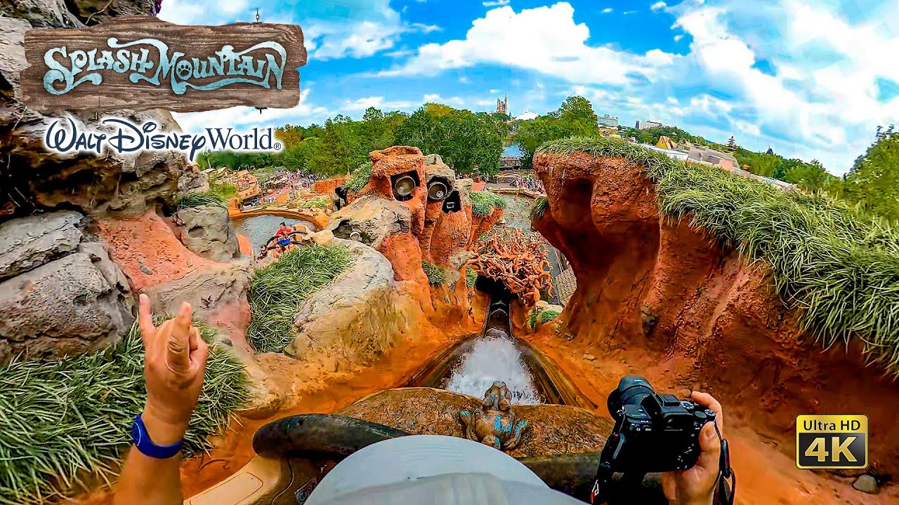 Splash Mountain On Ride Front Seat Low Light 4K POV with Queue Walt Disney World 2022 11 03