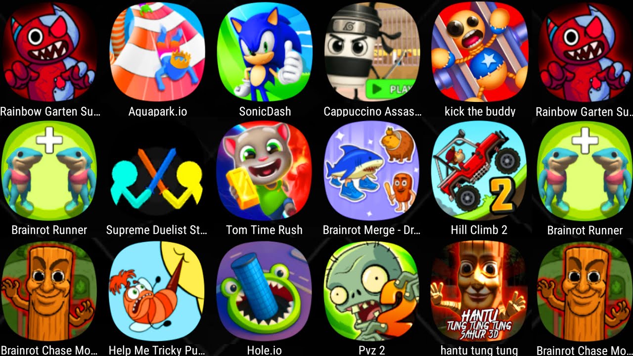 Help Out Story Brain,Roblox,Tom Time Rush,Rainbow Garten Survivor,Brainrot Monster,Aquapark.io......