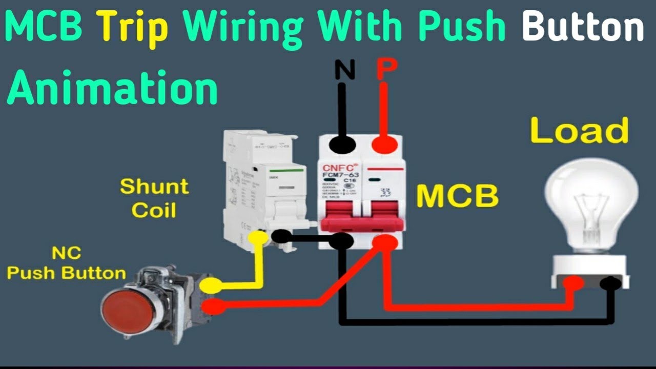 MCB Shunt Trip Wiring with Push Button Diagram Animation