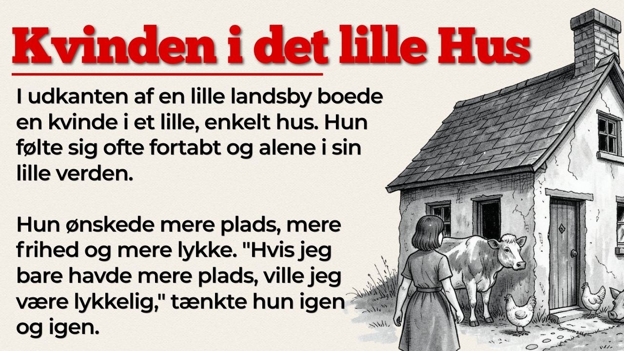 Den gamle kvinde i det lille hus | Learn Danish with Simple Stories | Danish Story for Beginners