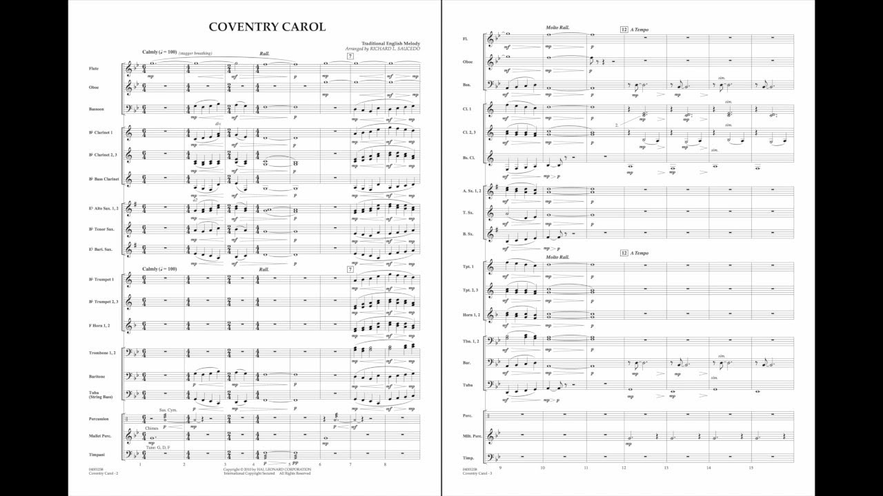 Coventry Carol arranged by Richard L. Saucedo