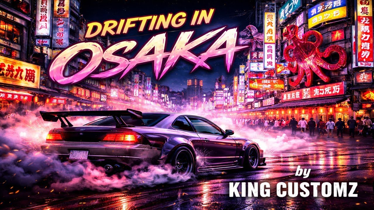 Дрифтинг в Осаке 🌆🔥 | Ночные неоновые вайбы | Оригинальная композиция King Customz с текстом песни