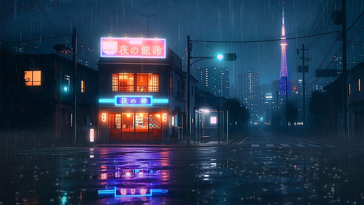 Rainy Tokyo Nights 🌧️☕ Rainy 90s Lofi for Deep Work & Calm