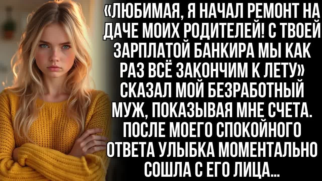 «Милая, начал ремонт на даче у родителей! С твоей зарплатой к лету успеем!» сказал безработный муж…