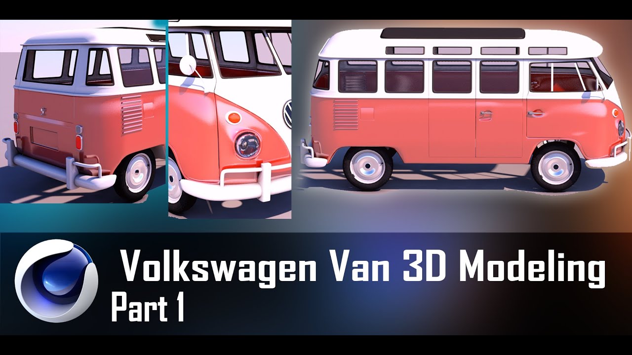 3D MODELING VOLKSWAGEN VAN CINEMA 4D VINTAGE PART 1/2