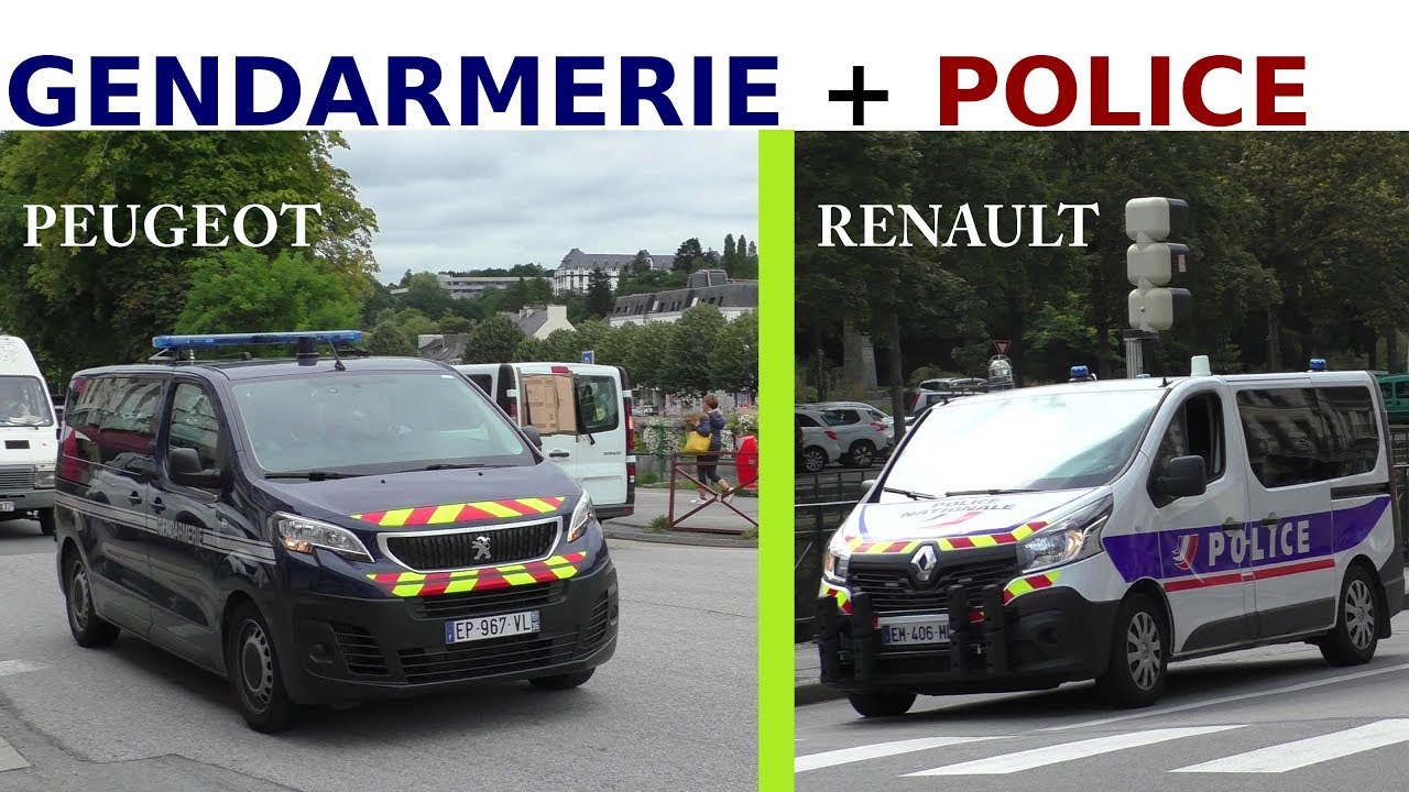 GENDARMERIE Peugeot + POLICE Renault - Bretagne Brittany Frankreich Polizei 2018 French police cars