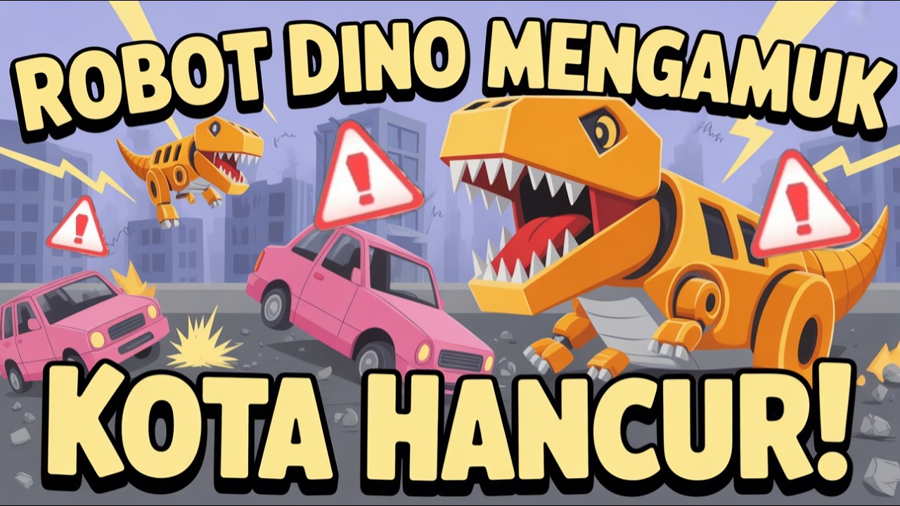 Robot Dino Mengamuk, Kota Hancur! Ayo Kita Bantu Selamatkan Mereka - Game Kids Permainan Anak Indo