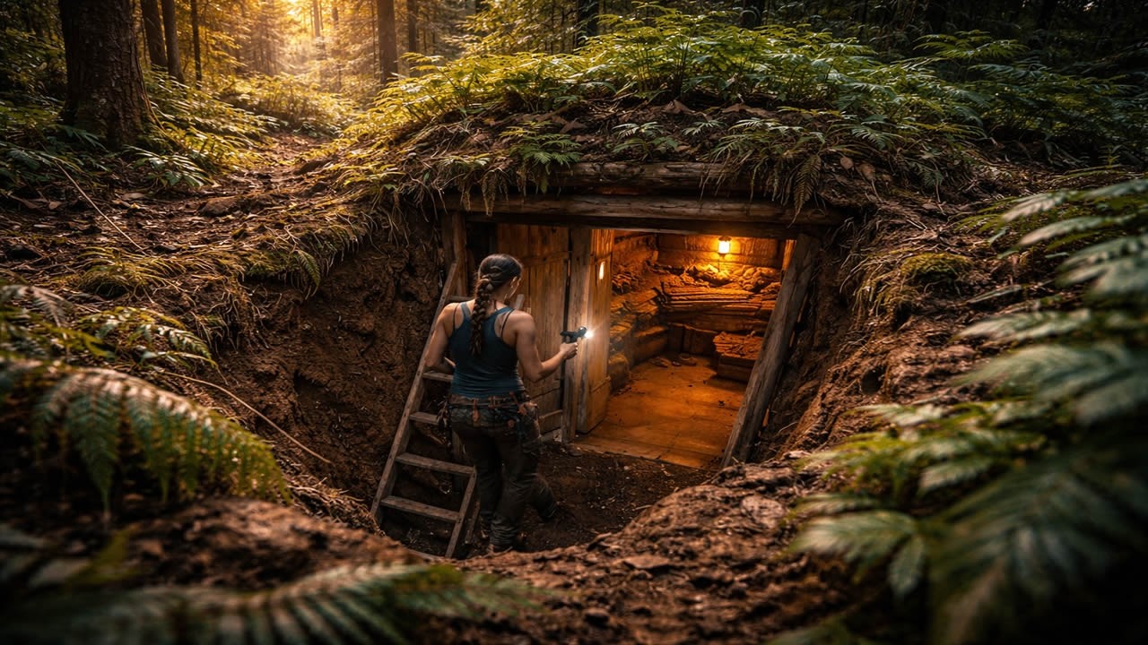 🎥 Hidden Beneath the Earth! 😱 Girl Builds Secret Underground Sanctuary 🌲🕳️