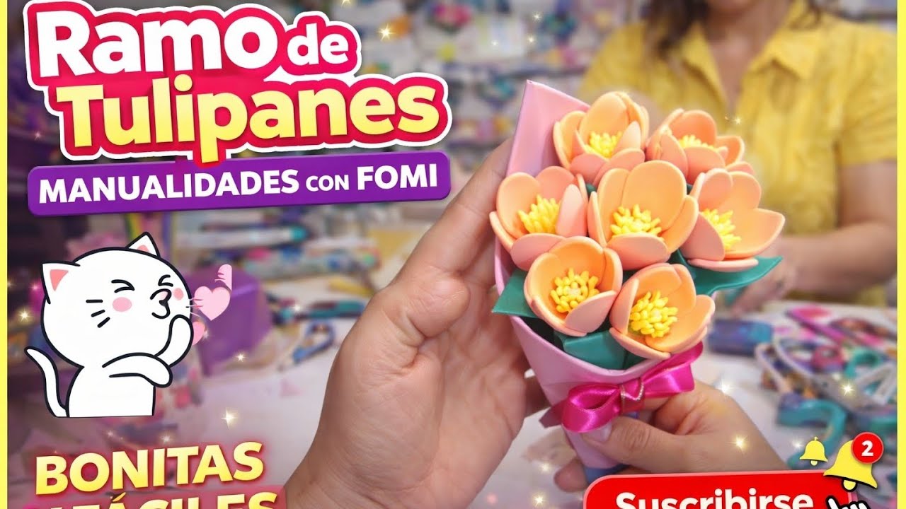 🌷 Cómo Hacer Tulipanes de Fomi Paso a Paso 🌷 | Flores Fáciles y Bonitas para Decorar y Vender