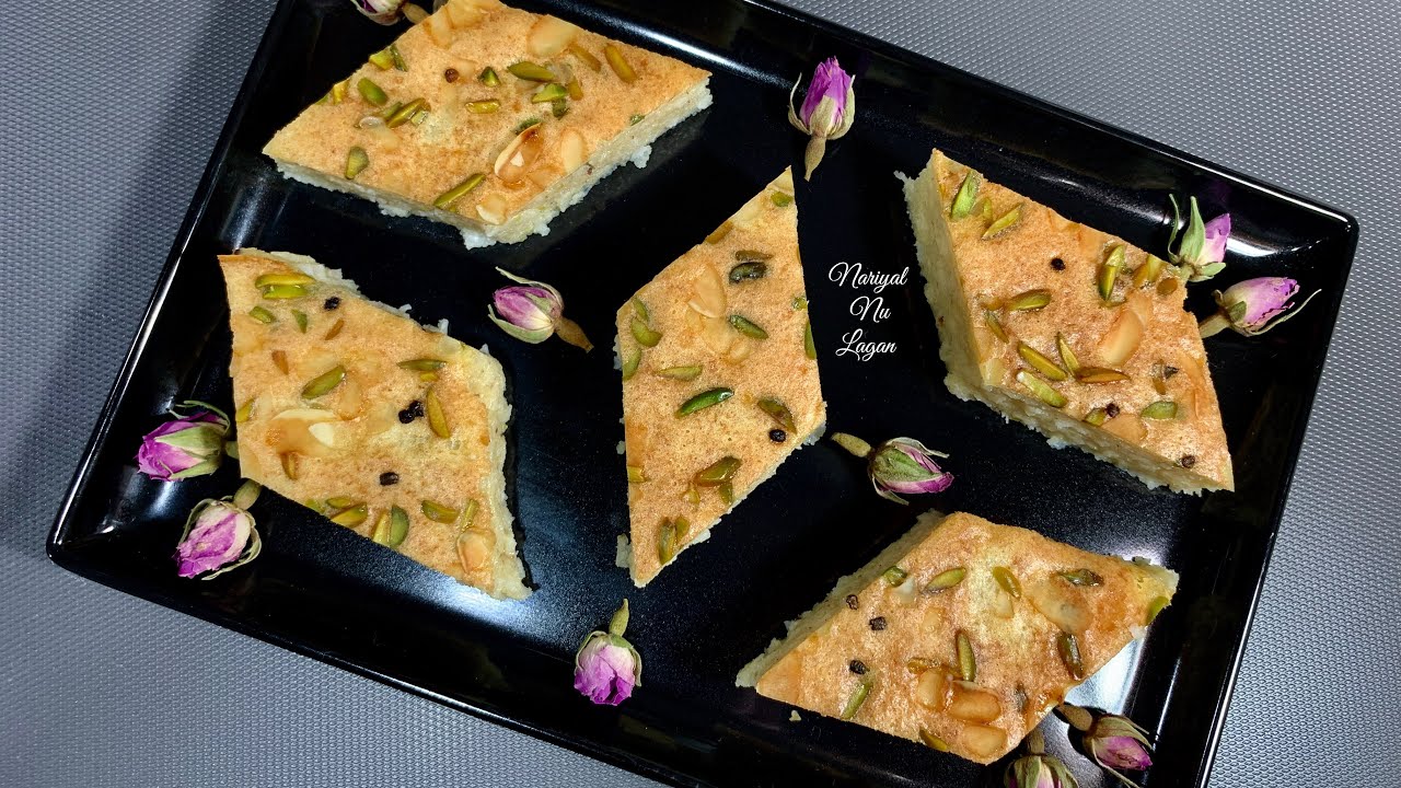 Nariyal nu lagan ( coconut pudding cake) by apna desi khana