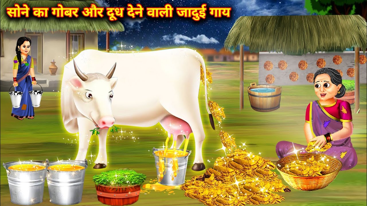 सोने का गोबर और दूध देने वाली जादुई गाय|Hindi Cartoon Stories|The magical cow |Abundance Mega Magic
