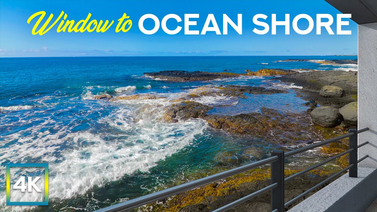 Scenic View to Ocean Shore - 4K Virtual Window to Hawaii for Deep Relaxation & Destress