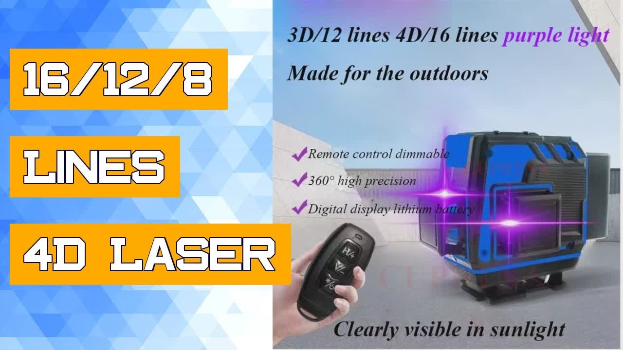 16/12/8 Lines 4D Laser Level Purple Line Self-leveling 360 Horizontal And Vertical Powerful  Purple