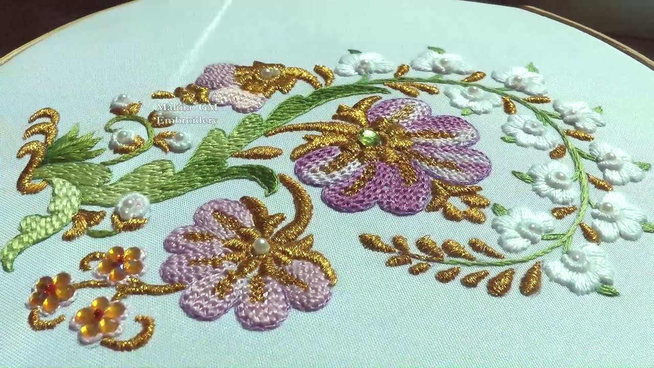 Hand Embroidery Gold and floss embroidery 🌸 Восточная Вышивка: Плетение иглой