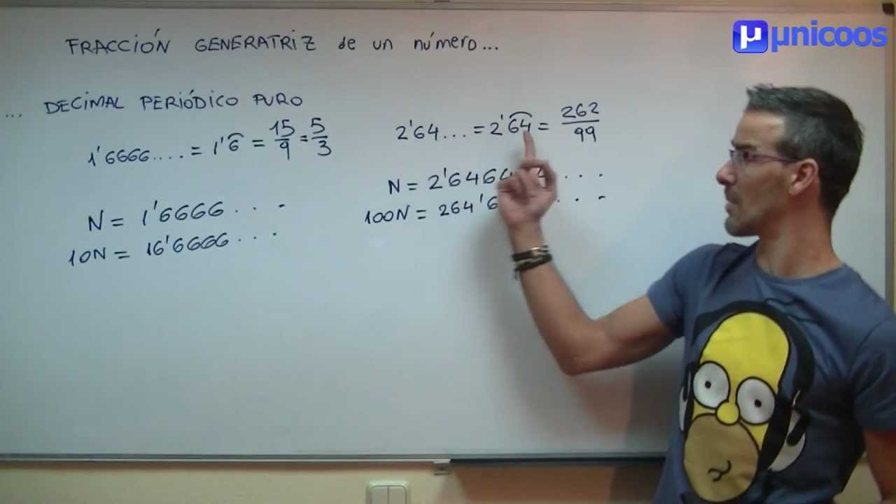 Fraccion generatriz de un decimal periodico puro SECUNDARIA (2ºESO) matematicas