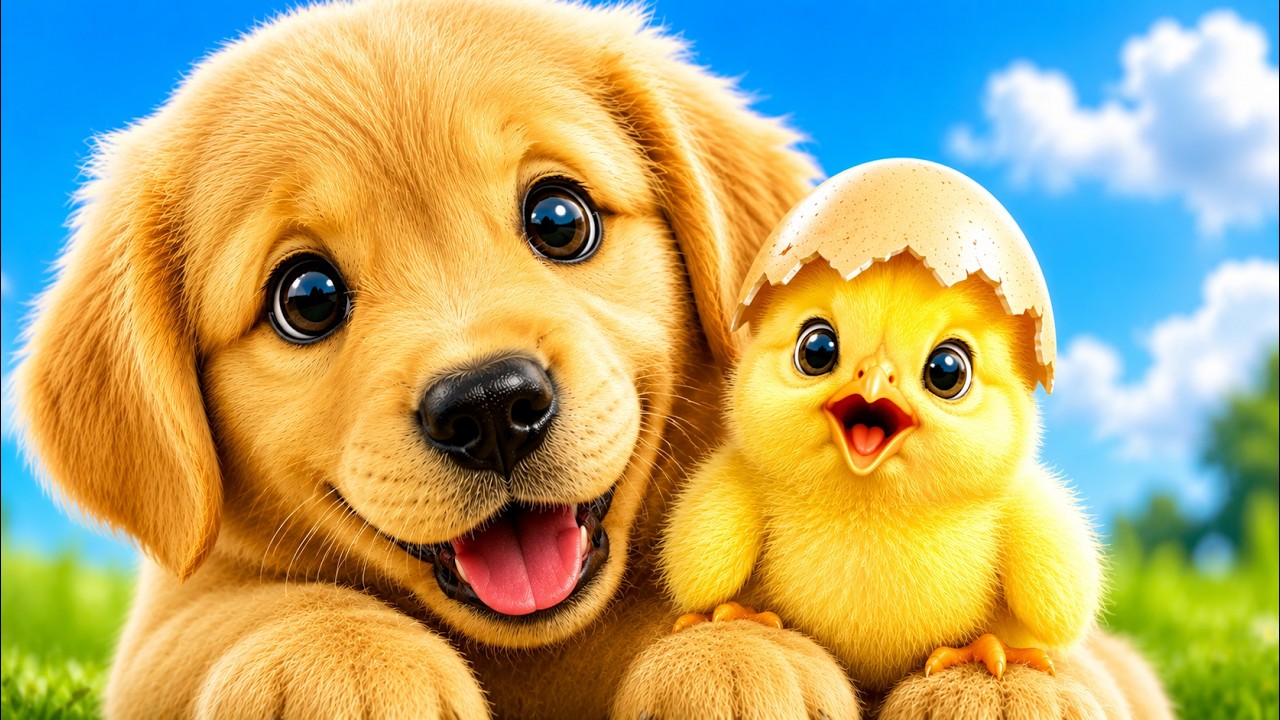 🐶 Golden Puppy Helps a Lost Chick Find Mom 🐥 | Farm Animals & Animal Sounds for Kids