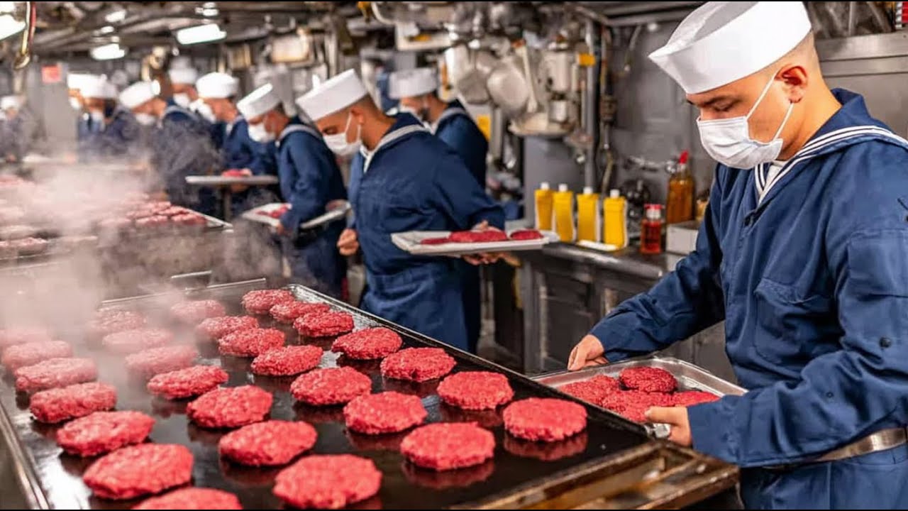 Daily Life of Navy Chef Cooking 5000s of Meals Inside $13 Billion Aircraft Carrier