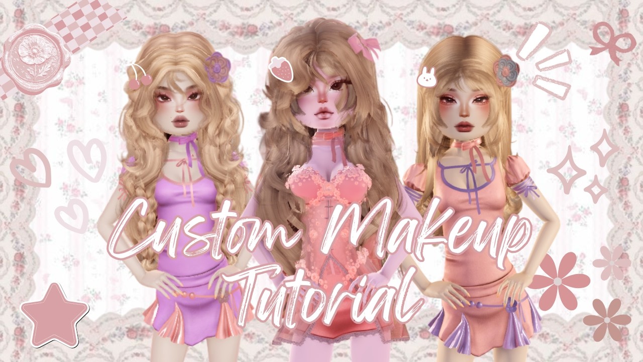 ⋆˚࿔♡‎‧₊˚🍓Custom Makeup Tutorial Pt-1| Dress To Impress | Subu Gaming