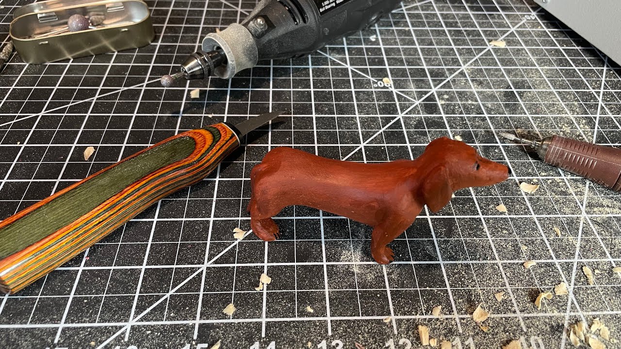 Woodcarving a Dachshund
