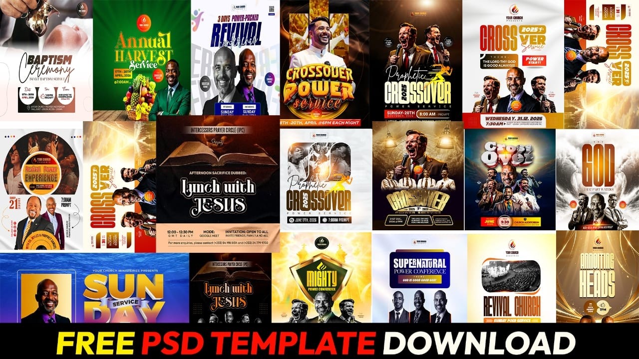 DOWNLOAD FREE PSD FILES - CHURCH FILES - 100% PHOTOSHOP EDITABLE FLYERS