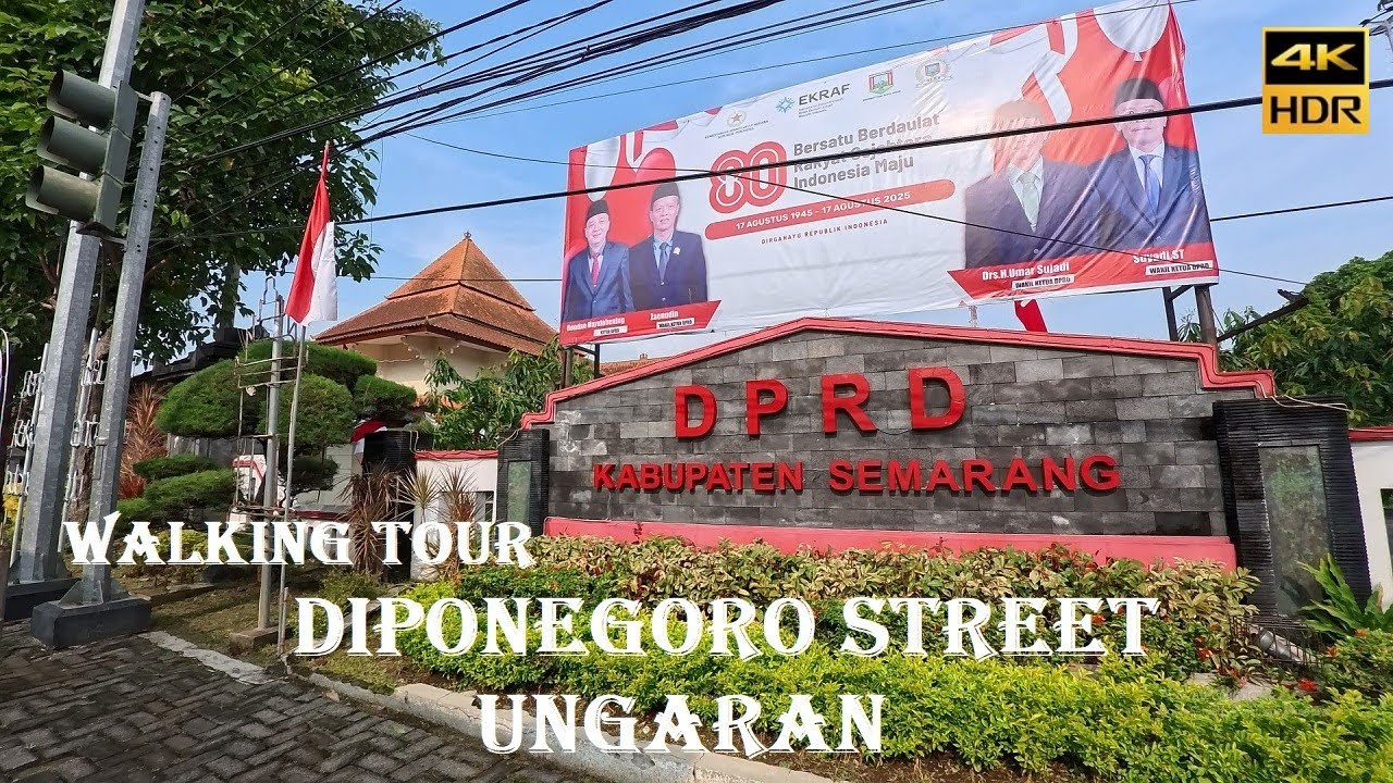 4K~ Walking tour along Diponegoro Street, Ungaran City, Indonesia 🇮🇩