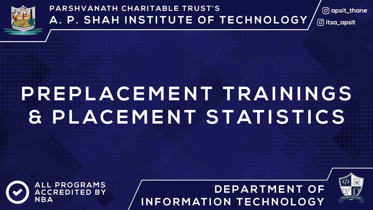 Preplacement Trainings And Placement Statistics | Department of Information Technology, APSIT