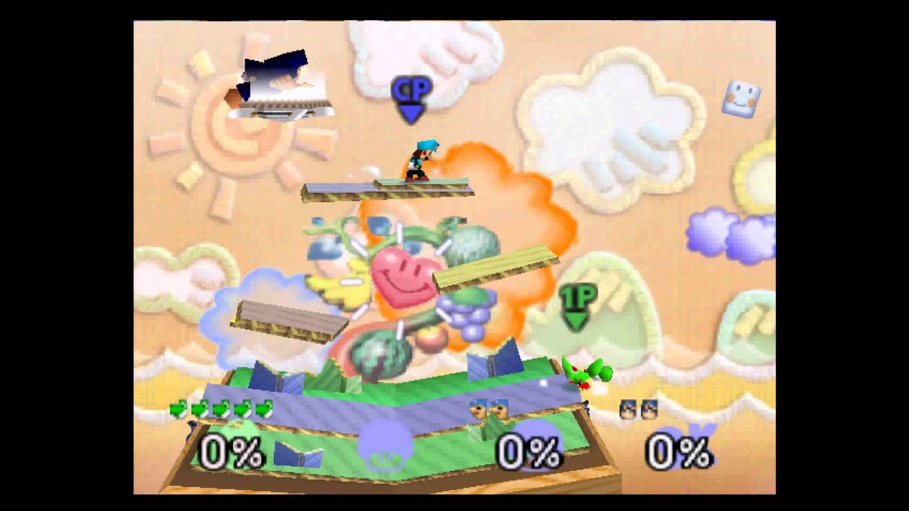 SSB - 3 v 1 Perfect Yoshi Match TAS