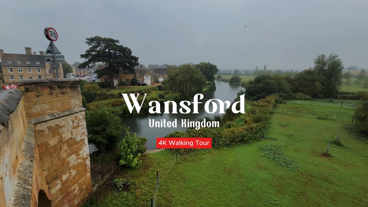 An Afternoon Walk in the Rain in Wansford Village, England | 4K Walking Video | Rain ASMR