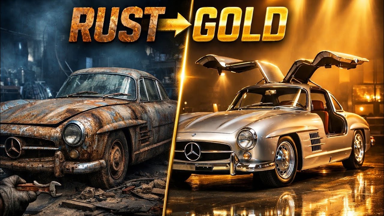 ASMR Car Restoration | Abandoned Silver Mercedes-Benz 300SL Gullwing 1955 Full Rebuild (No Talking)