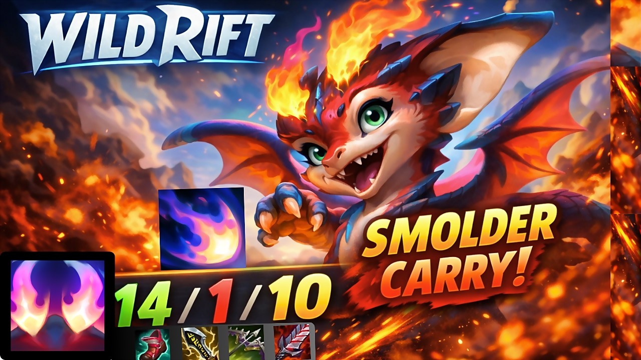 Wild Rift- Smolder ADC -Gameplay BOMBAAA Stack Carry 14/1/10 MVP | #wildrift #adc #ranked #smolder