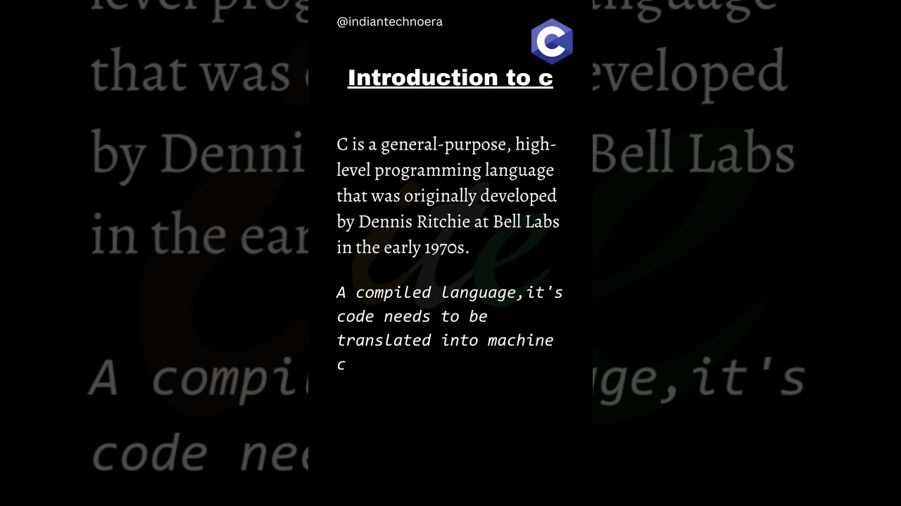1  Introduction to #c #Shorts #indiantechnoera
