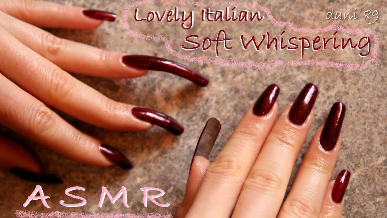 🎤 ASMR [stereo sounds] : Soft Italian Whispering ❤️ Polishing my Natural Nails 💅