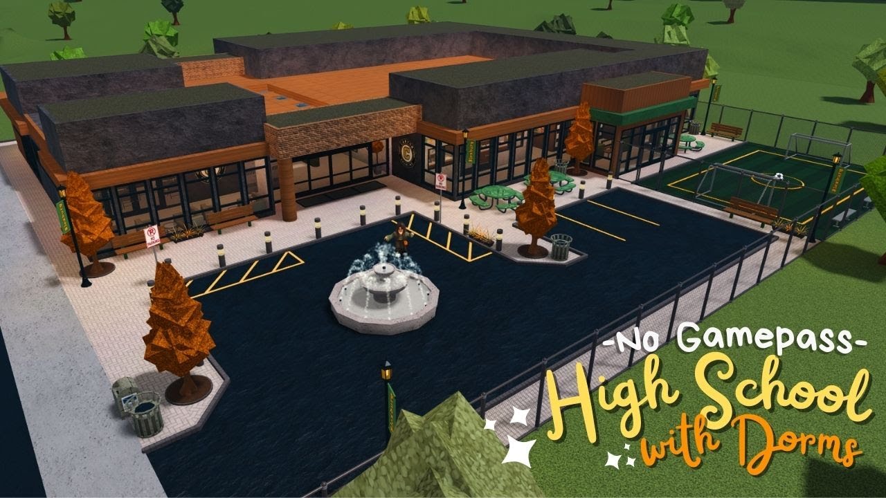 BLOXBURG: NO GAMEPASS HIGH SCHOOL WITH DORMS | FULL TOUR | ROBLOX | gelaibee
