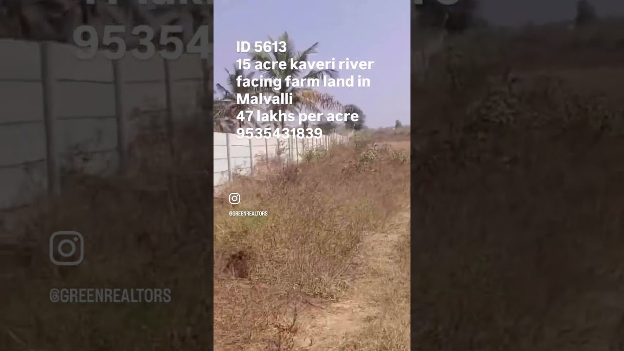 Kaveri river facing farm land in Malavalli Mandya district