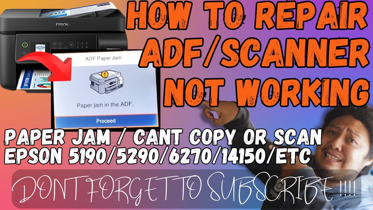 HOW TO FIX ADF PAPER JAM | CANT SCAN AND COPY LONG/LEGAL PAPER  | EPSON 5190, 5290, 6270, 14150 FIX!