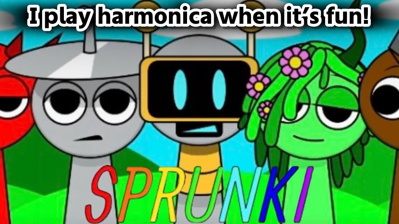 Playing Music with Colorful Sprunkis ! — My Heart Rate Spiked (Harmonica)｜sprunki