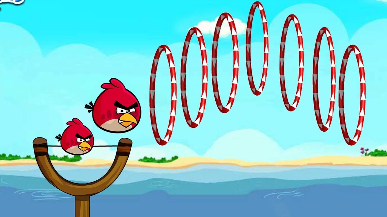 Angry Birds Slingshot Fun 2 - TERENCE RUSH THROUGH ALL RINGS CIRCLE SHOOTING GAME!